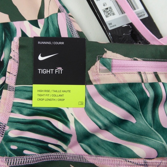 Nike Dri-Fit High Rise Cropped Tight Fit Leggings Running Tights Botanical NWT - Picture 5 of 8